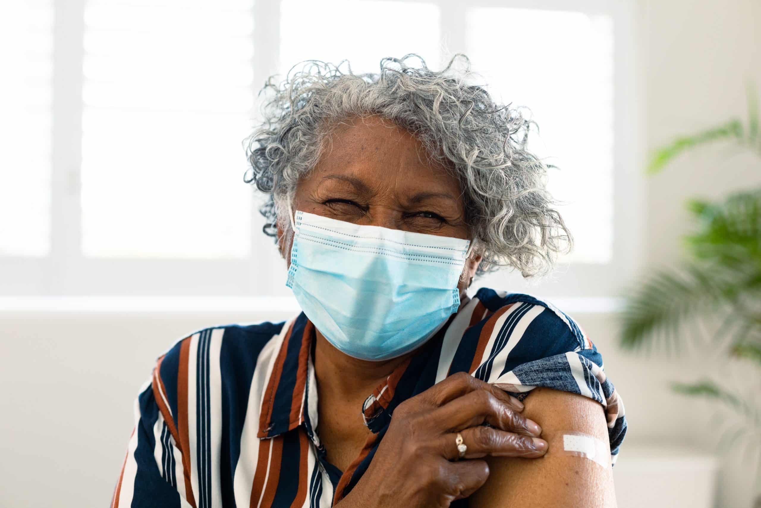 woman wearing covid mask